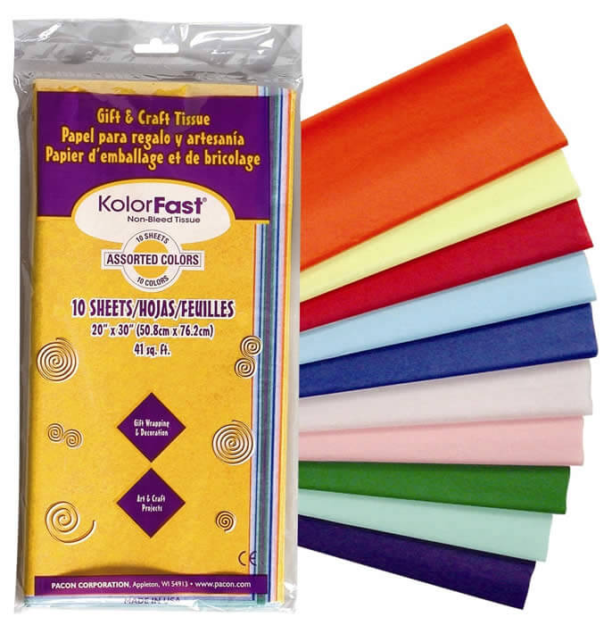 TISSUE KOLORFAST (20''X30'')(50.8cmx76.2cm) ASST (10CT)