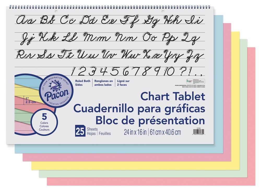 CHART TAB ASST CLR 1IN CUR 24''X16''(60.9cmx40.6cm) (25CT)