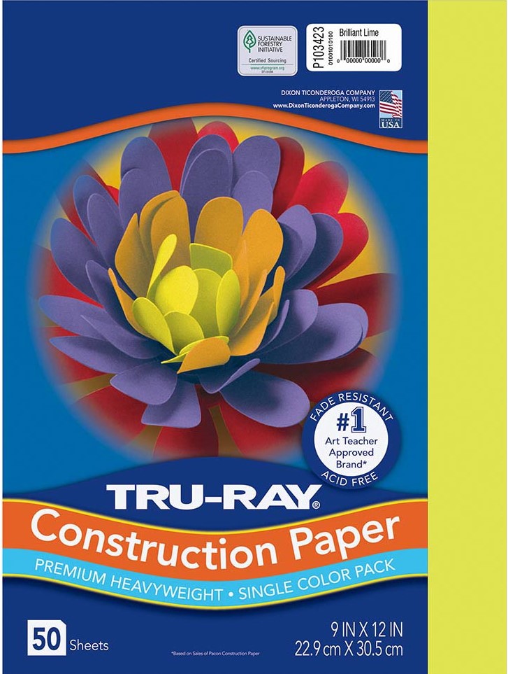 TRURAY 9&quot;x12&quot;(22.8cmx30.4cm) BRIGHT LIME 50 ct