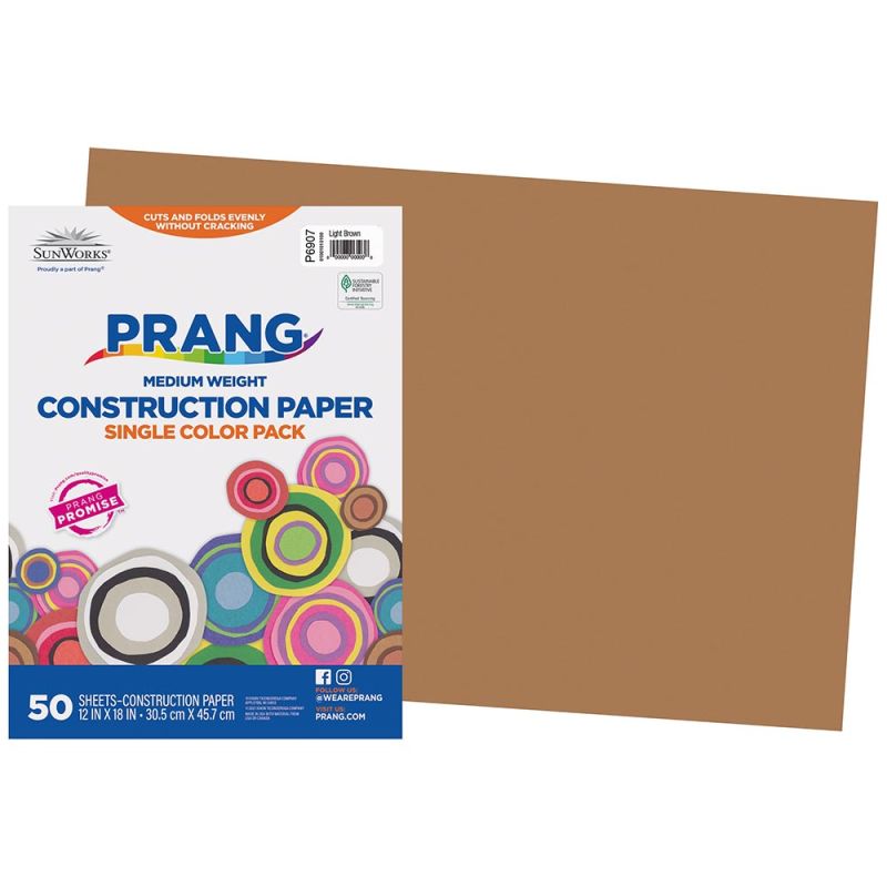 PRANG CONSTRUCTION PAPER 12&quot;x18&quot; (30.5cm x 45.7cm) LIGHT BROWN (50CT)