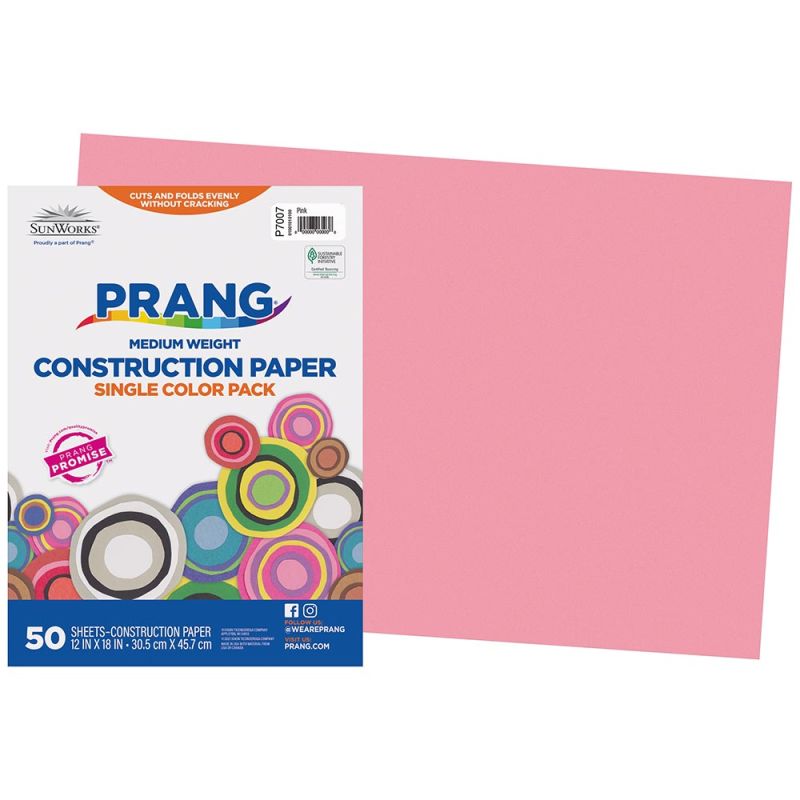 PRANG CONSTRUCTION PAPER 12&quot;x18&quot; (30.5cm x 45.7cm) PINK (50CT)