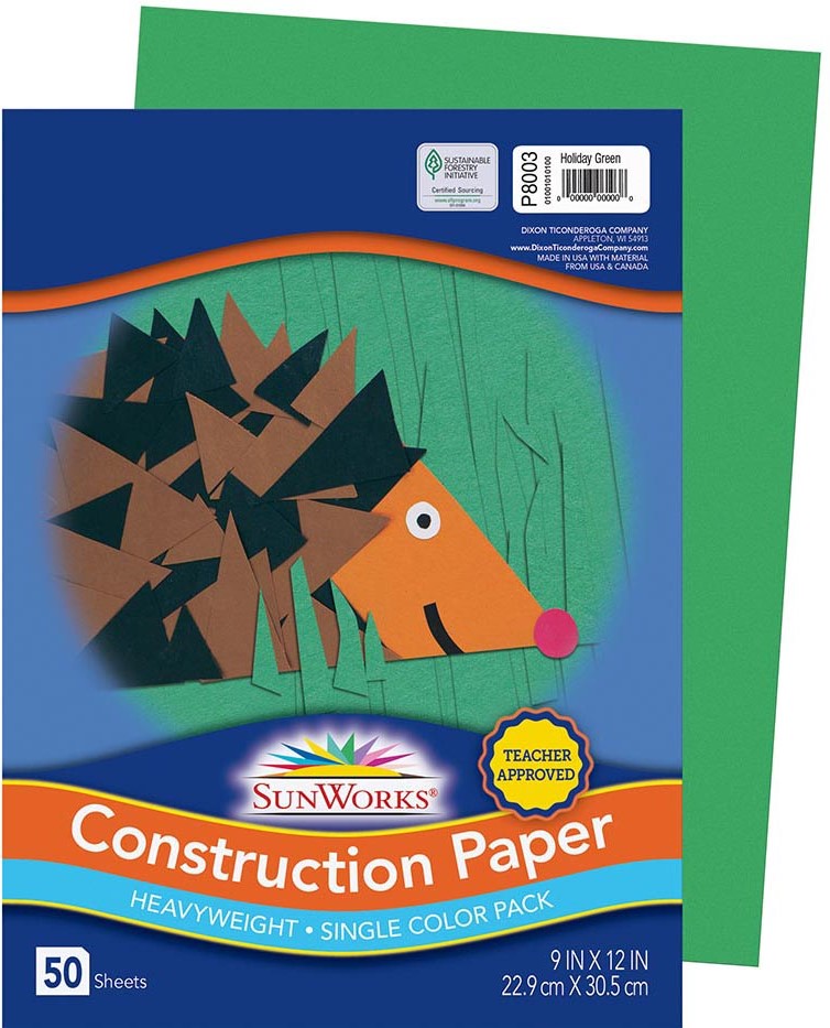 SUNWORKS GW 9''X12''(22.8cmx30.4cm) HOLIDAY GREEN 50CT