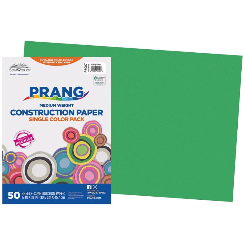 PRANG CONSTRUCTION PAPER 12&quot;x18&quot;(30.4cmx45.7cm) HOLIDAY GREEN (50CT)