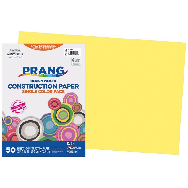 PRANG CONSTRUCTION PAPER 12&quot;x18&quot; (30.5cm x 45.7cm)  YELLOW (50CT)