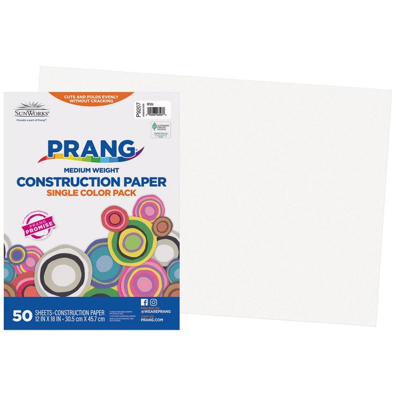 PRANG CONSTRUCTION PAPER 12&quot;x18&quot; (30.5cm x 45.7cm)  WHITE (50CT)