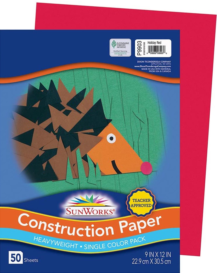 SUNWORKS GW 9"x12" (22.8cmx30.4cm) HOLIDAY RED 50CT- 50