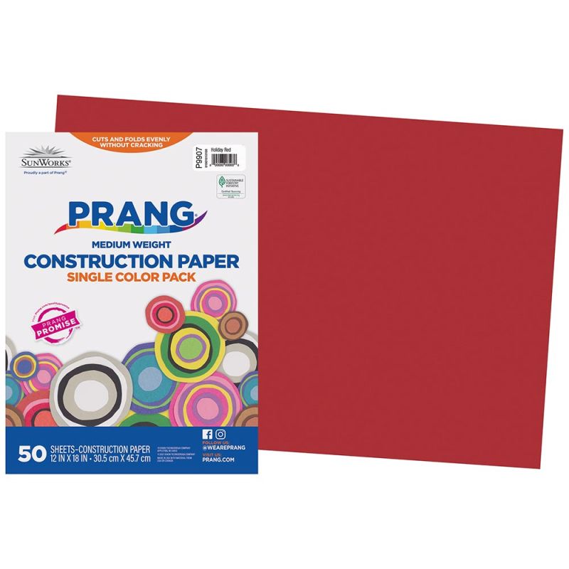 PRANG CONSTRUCTION PAPER 12&quot;x18&quot;(30.4cmx45.7cm)  HOLIDAY RED (50CT)