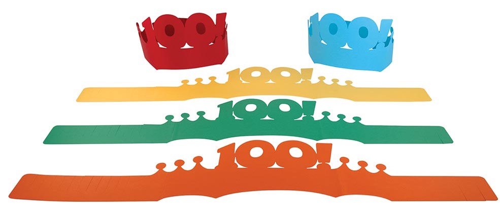 100 Days Paper Crowns, 5 Colors, 25 pcs
