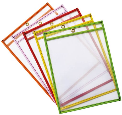 DRY ERASE POCKETS BRIGHT ASST 6&quot;x9&quot; (15.2cmx22.8cm) 10CT