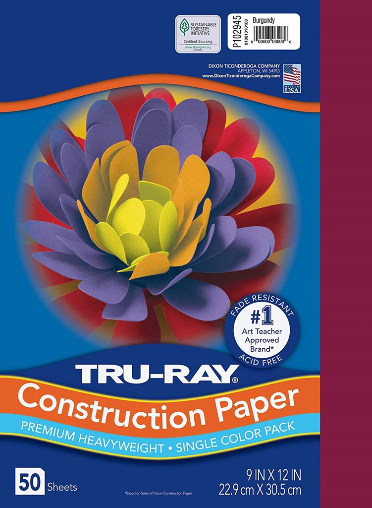 TRURAY 9''X12''(22.8cmx30.4cm) BURGUNDY (50ct)