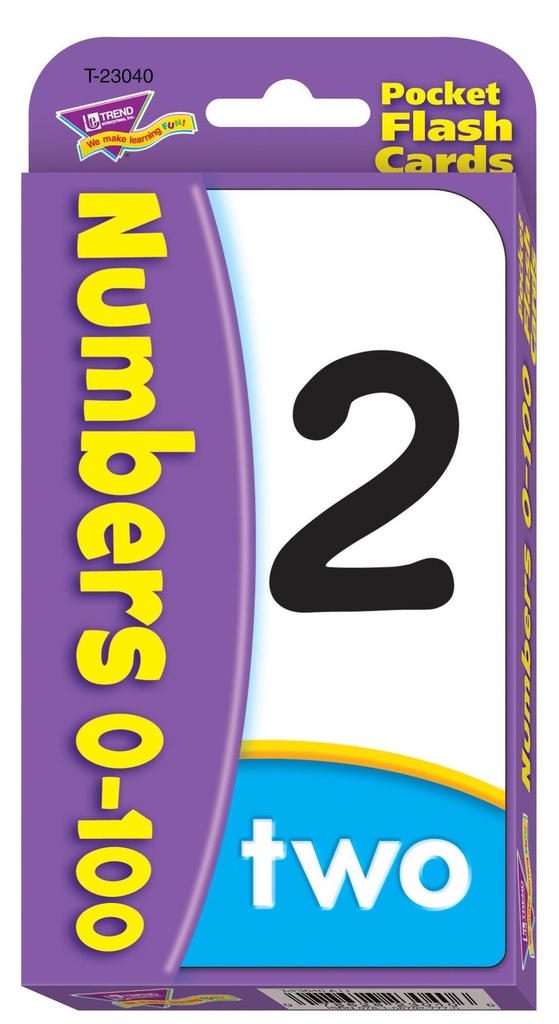 Numbers 0-100 Pocket Flash Cards Two-sided (56cards)