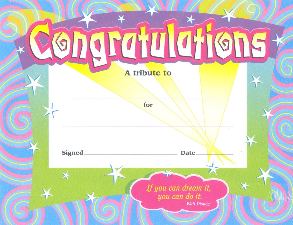 Congratulations Swirls Award (30/pkg)  8.5&quot; x 11&quot;  (21.6cm x 28cm)