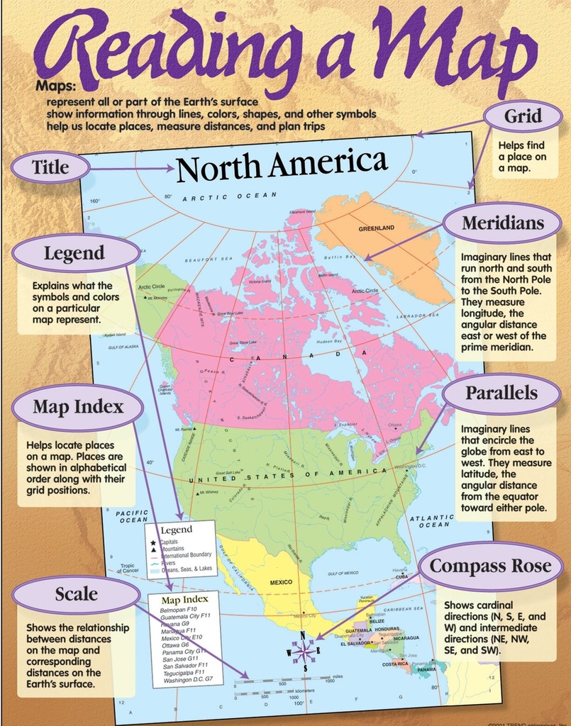 Reading a Map Chart 17''x22''(43cmx55cm)