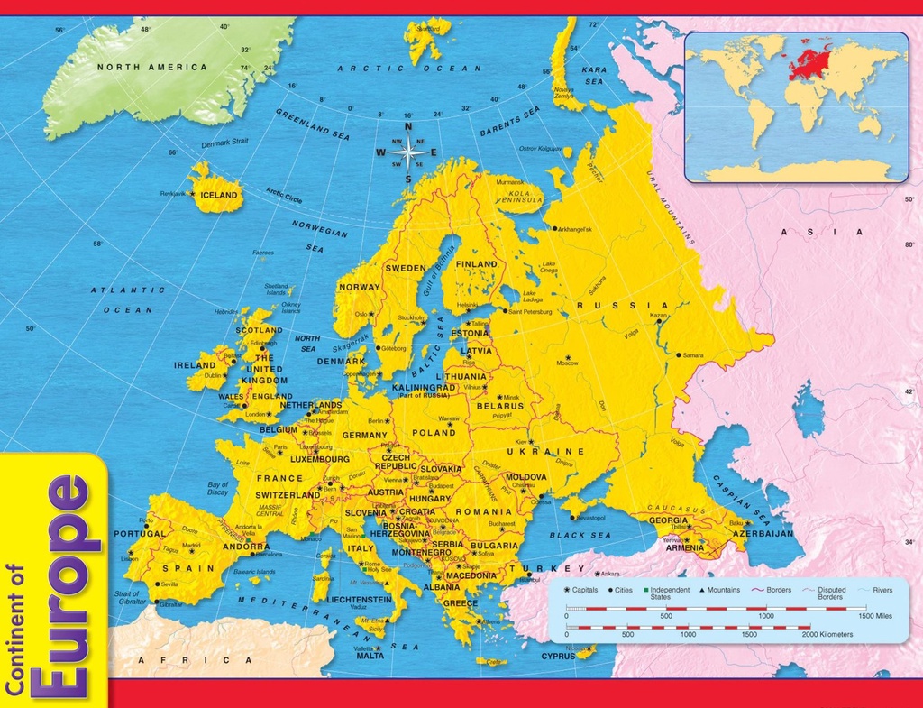 Continent of Europe Chart (55cmx 43cm)