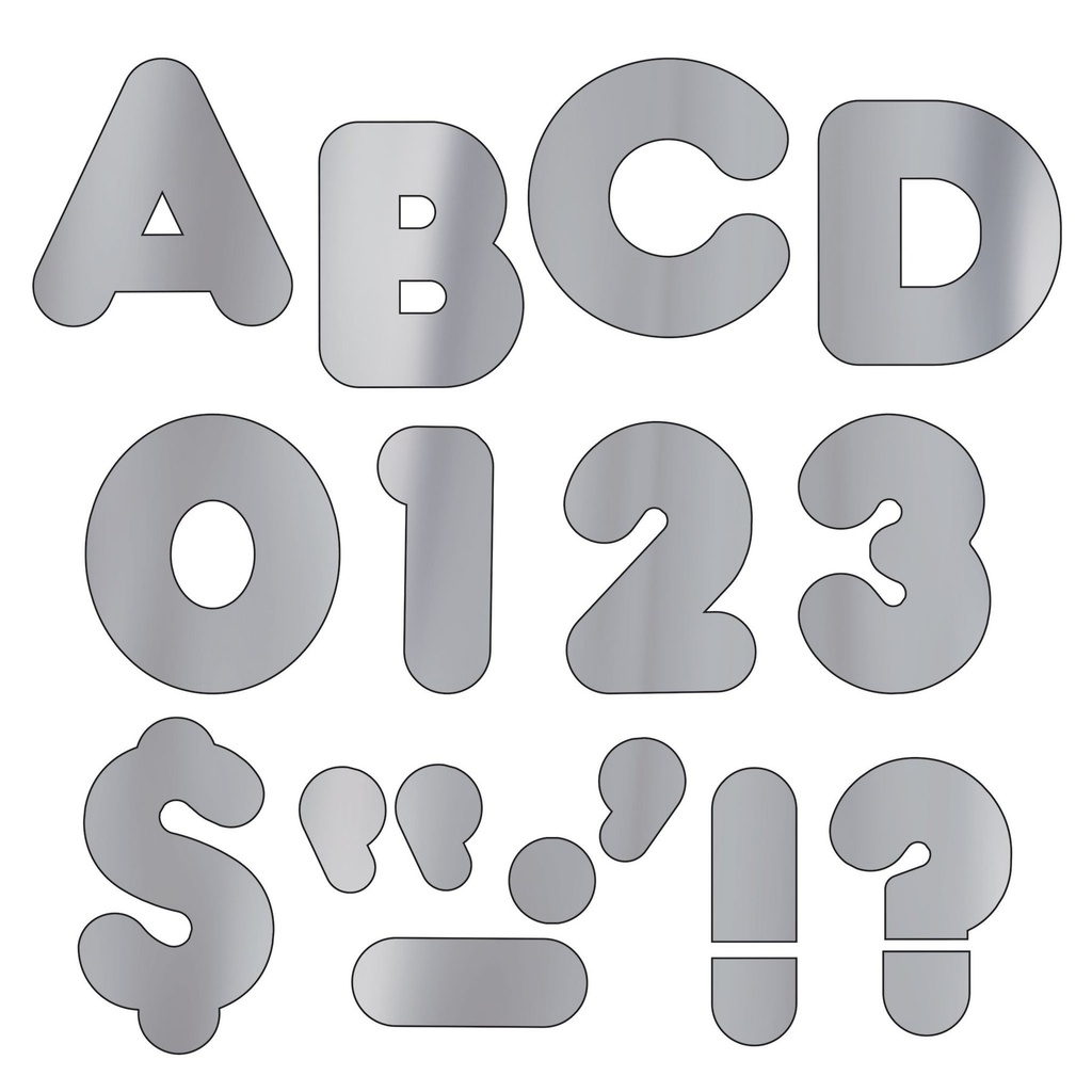 Silver Metallic 4'' Casual Upper Case Ready Letters (71 characters)