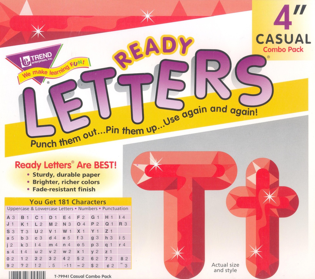 Red Gems 4&quot; Casual Uppercase/Lowercase Combo (25cm x 23cm) (181 characters)