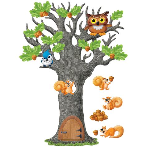 Big Oak Tree  BB.Set each set includes 36 leaves, 30 acorns &amp; 6 cartoons Animals (60'' (152.4cm) (70pcs)