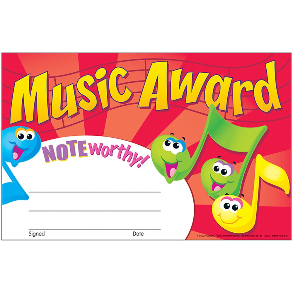 Music Award (30pcs)(8.5''x5.5'')(13.9cmx21.5cm)