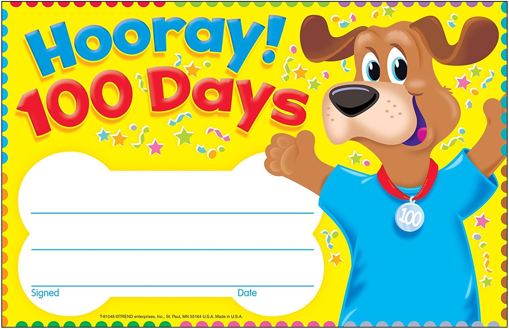 Hooray! 100 Days Happy Hound Recognition Awards (13.9cm x21.5cm)      (30 pcs)