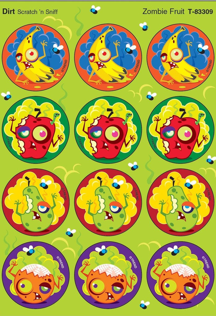 Zombie Fruit STINKY STICKERS (4sheets)(48stickers)