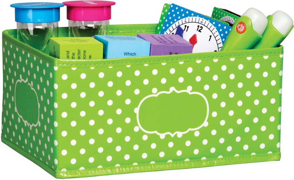 Lime Polka Dots Small Storage Bin ( 8&quot; x 11&quot; x 5&quot;)(20.3cmx27.9cmx12.7cm)