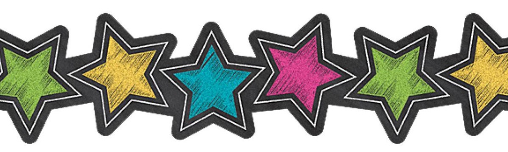 Chalkboard Brights Stars Die-Cut Border Trim (2.75''x35'')(6.9cmx88.9cm)   (35'=10.6m)(12pcs)