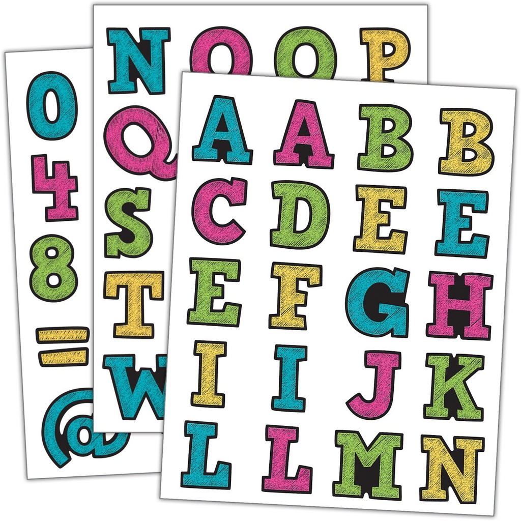 Chalkboard Brights Alphabet Stickers 2cm(120 Stickers)