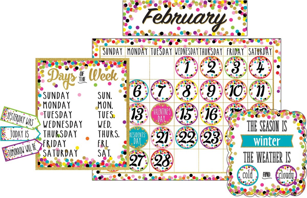 Confetti Calendar Bulletin Board Set   (84pcs)