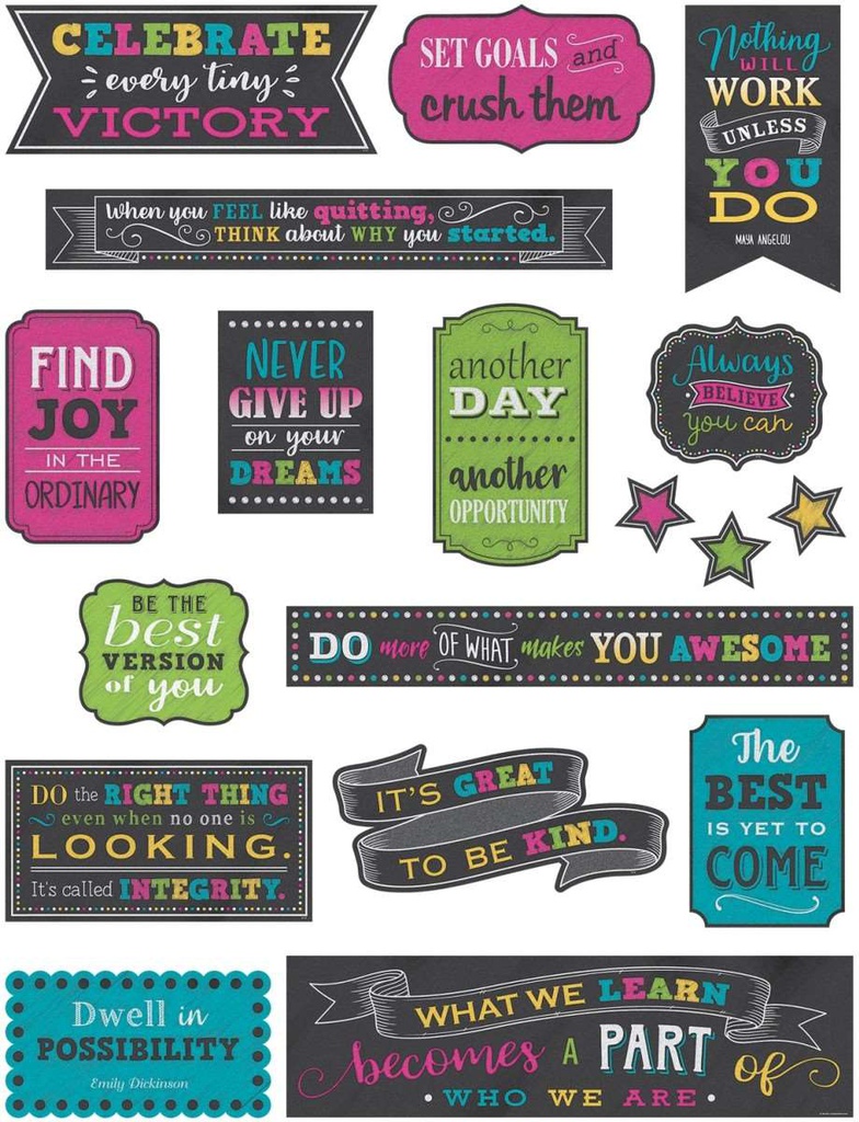 CHALKBOARD BRIGHTS POS SAYINGS 21&quot; x 6&quot;(53.3cmx15.2cm) (18pcs)