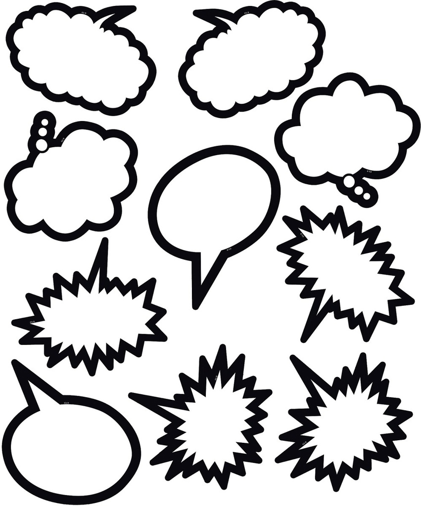 Black &amp; White Speech/Thought Bubbles Accents (6'' (15.24cm) (30pcs)