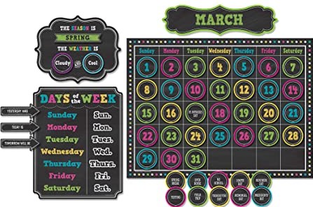 Chalkboard Brights Calendar Bulletin Board Set contains Number pcs ,Monthly Headers &amp; Blank Calendar 24&quot;X18&quot;(61cmx 45.7cm)  (84pcs)