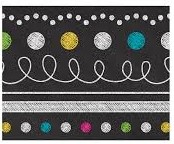 Chalkboard Brights Straight Border Trim (3''x35'')(7.6cmx88.9cm) total (35'=10.6m) (12pcs)