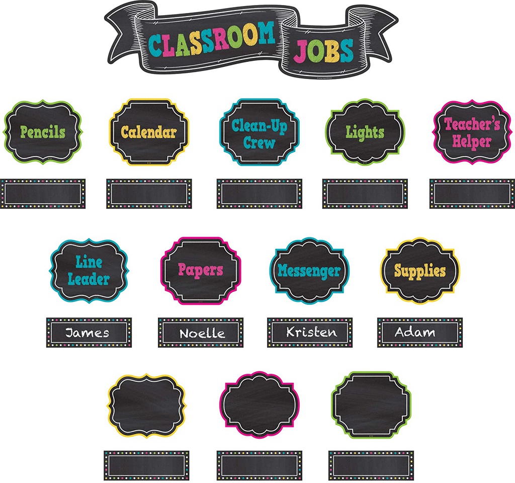 Chalkboard Brights Classroom Jobs Mini Bulletin Board  (21.5&quot;x5.5&quot;)(54.6cmx13.9cm) (51pcs)