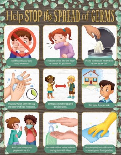 EUCALYPTUS HELP STOP THE SPREAD OF GERMS CHART 17''x22''(43cmx55cm)