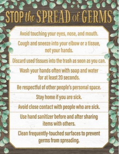 EUCALYPTUS STOP THE SPREAD OF GERMS CHART 17''x22''(43cmx55cm)