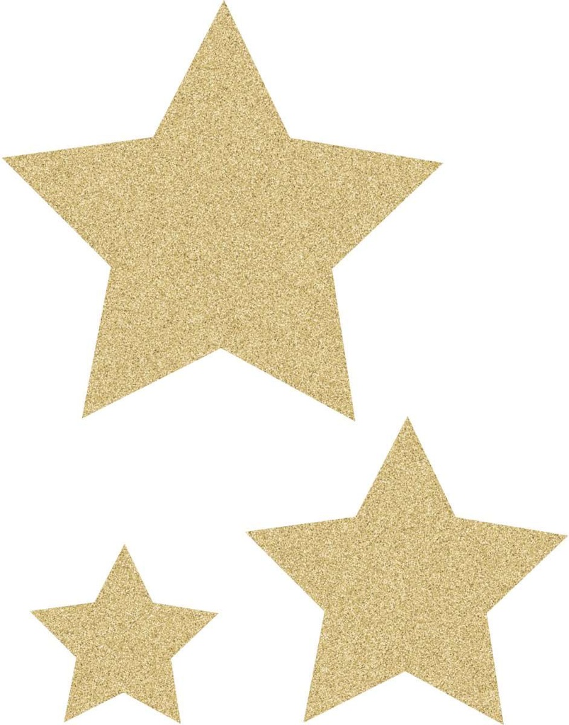 Gold Glitz Stars Accents - Asst Sizes (12.2cm) (6&quot;  (11.4cm ) (4.5&quot; (6.6cm) (2.6&quot; (30pcs)