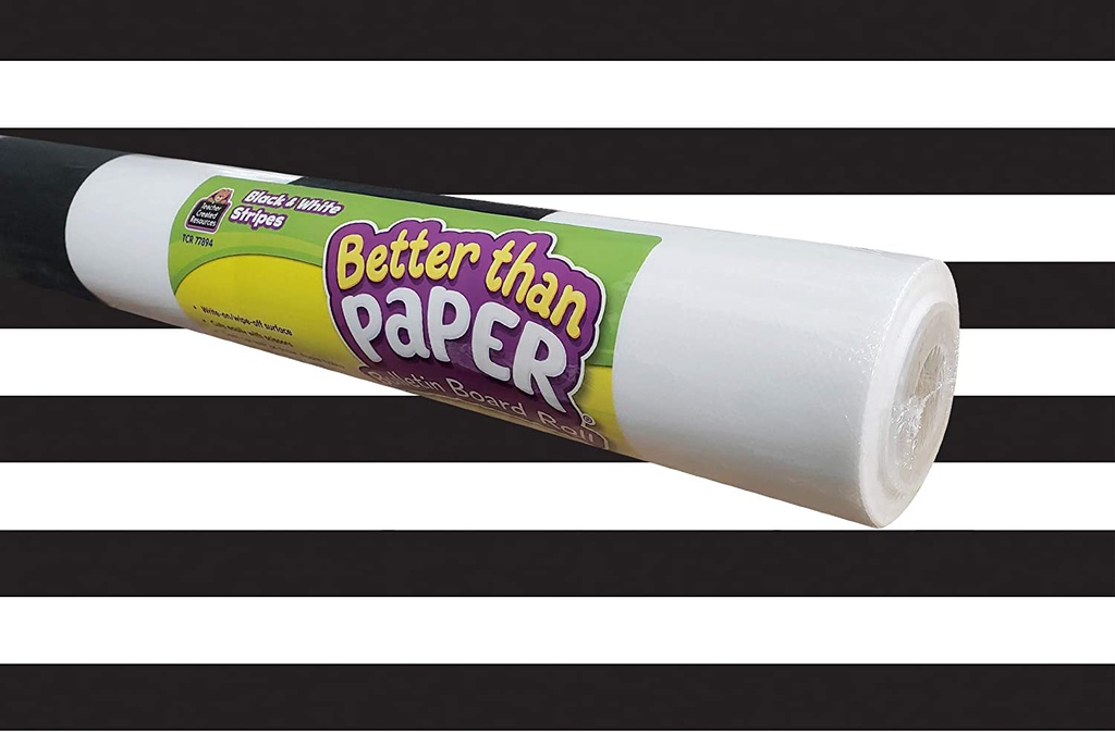 Black &amp; White Stripes Better Than Paper Bulletin Board Roll 4'x12'(1.2mx3.6m)