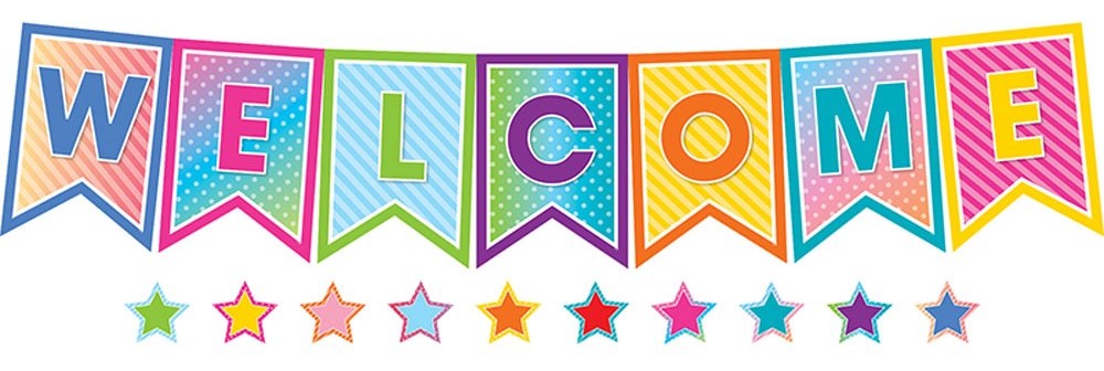 Colorful Vibes Pennants Welcome Bulletin Board (48 stars accents,7 little pcs) (55pcs)