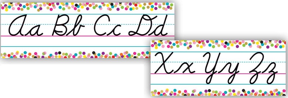 Confetti Cursive Writing Bulletin Board Set  9 Panels 17ft long (5m) ( (9pcs)