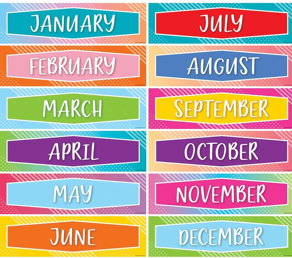 Colorful Vibes Monthly Headliners 5&quot;x18&quot;(12.7cmx45.7cm) (12 headliners)