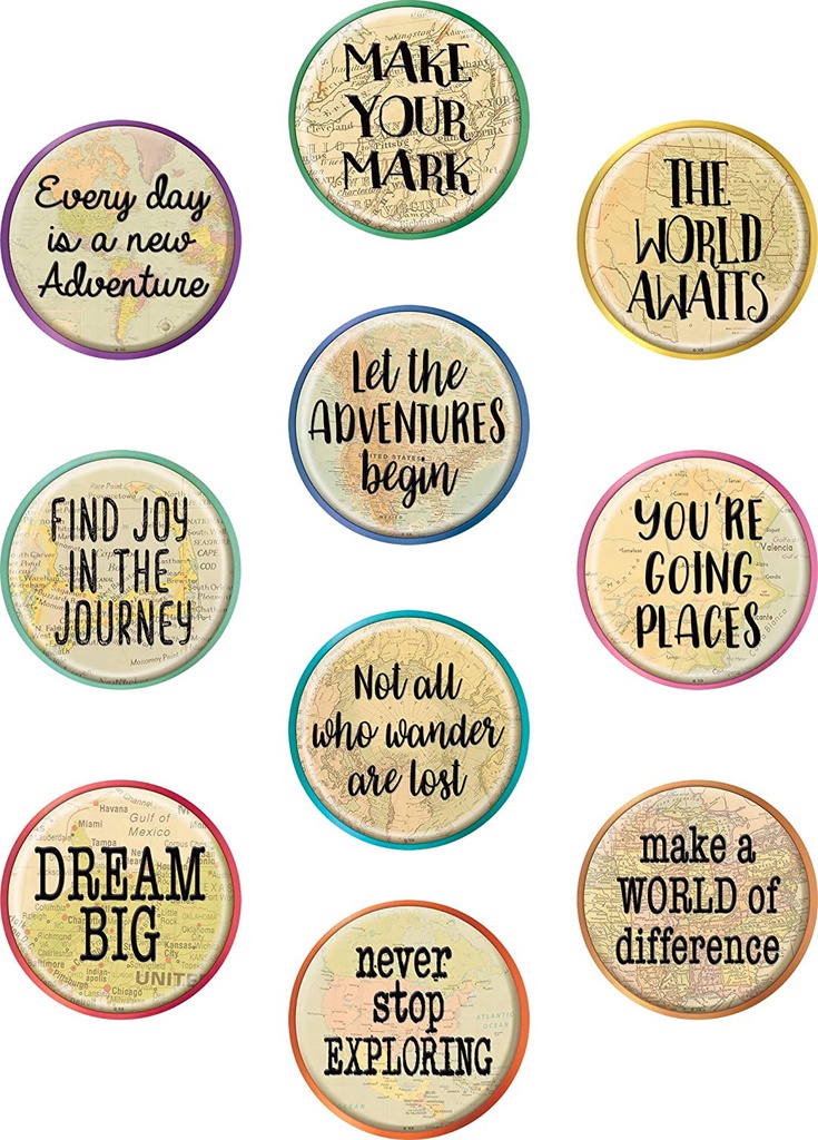 Travel the Map Positive Sayings Accents 6''(15.2cm) (30pcs)