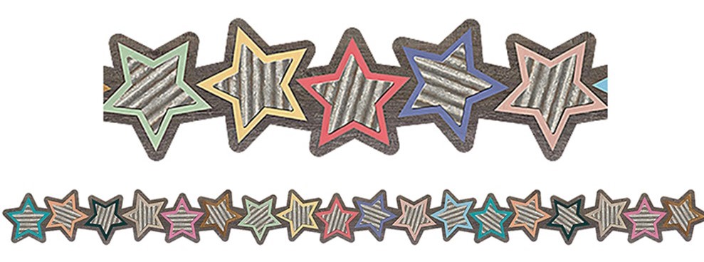 Home Sweet Classroom Stars Die-Cut Border Trim, 12strips (2.75''x35'')(6.9cmx88..9cm), total (35'=10.6m)