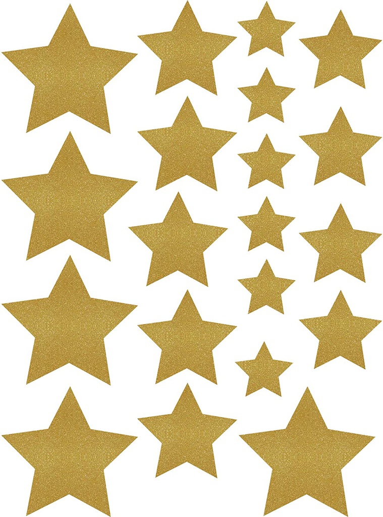 Gold Shimmer Stars Accents - Assorted Sizes (15.2cm=6&quot;)(10.1cm=4&quot;)(8.8cm=3.5&quot;)(6.3cm=2.5&quot;)( 60 pcs)