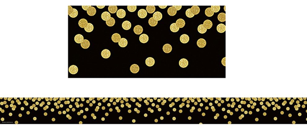 Black Confetti Straight Border Trim (3''x35'') (7.6cmx88.9cm) total (35ft (10.6m) (12 pcs)