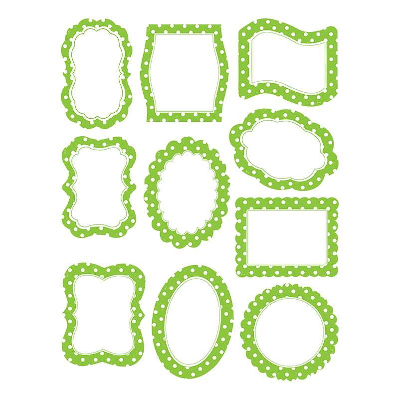 Lime Polka Dots Frames Accents10 diff. designs 3 each 6''(15cm) (30 pcs)