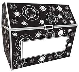 Black &amp; White Crazy Circles Chest ((L)24.1cm x (W) 20.3cm x (H) 21.5cm)