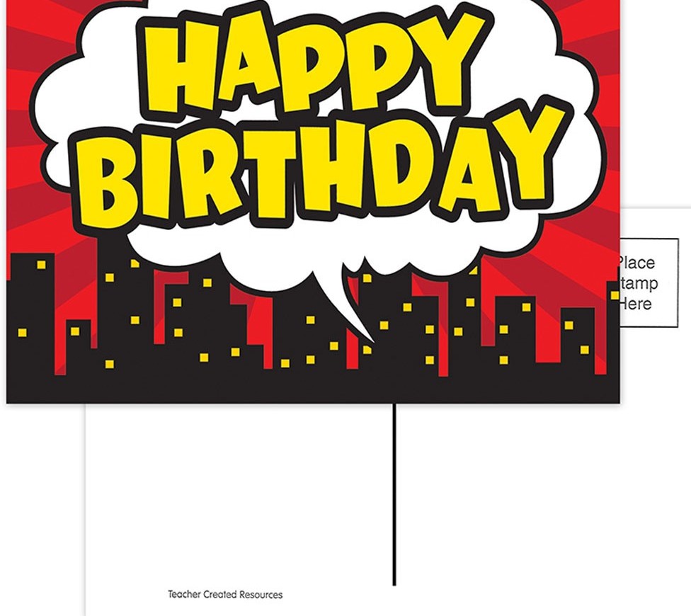 Superhero Happy Birthday Postcards (10.1cm)   (30 pk)