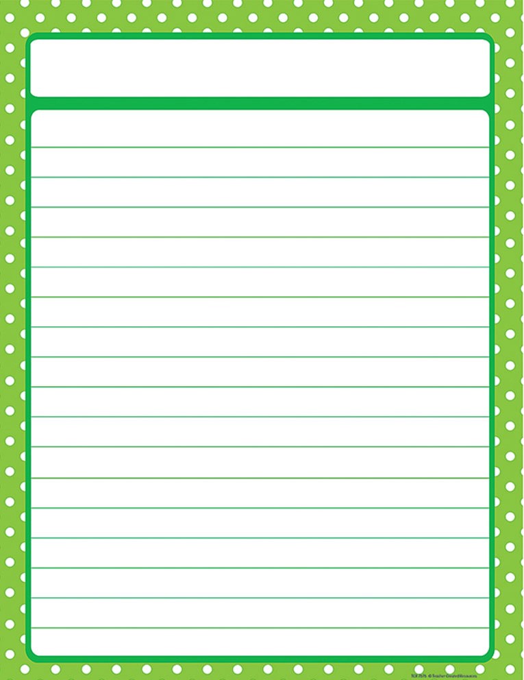 Lime Polka Dots Lined Chart (55cmx 43cm)