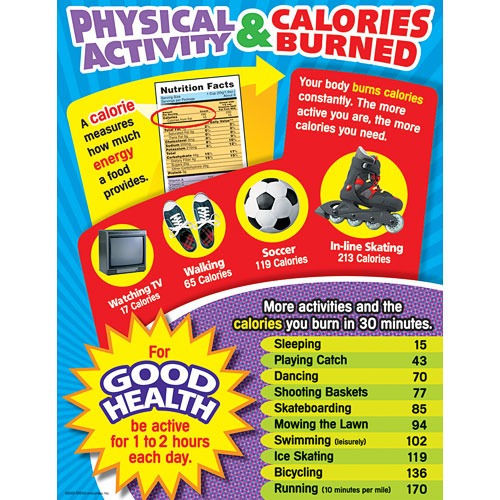 Physical Actvity &amp; Calories Burned Chart (55cmx 43cm)