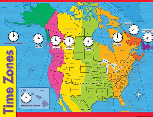 Time Zones Chart (55cmx 43cm)